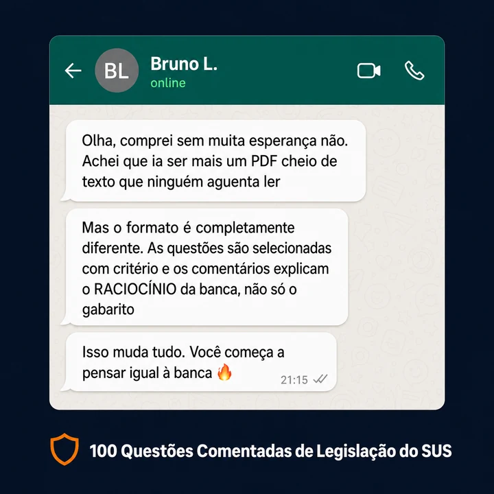 Depoimento do Bruno sobre as 100 Questões Comentadas de Legislação do SUS
