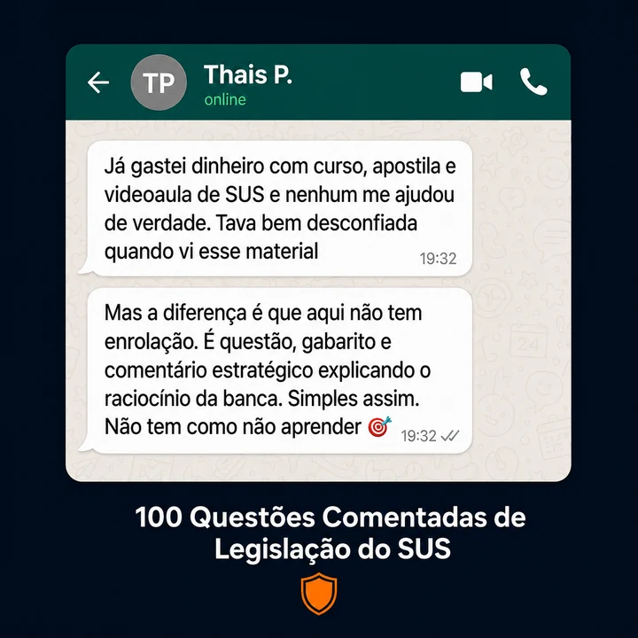Depoimento da Thais sobre as 100 Questões Comentadas de Legislação do SUS